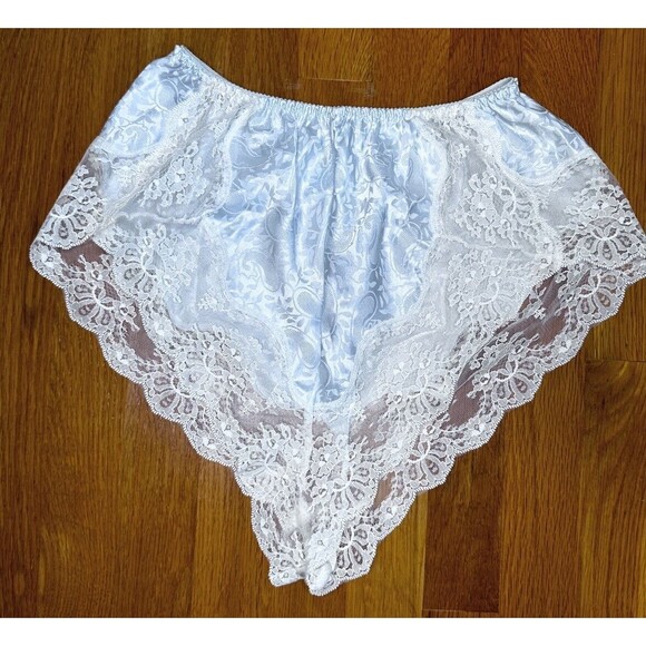 RARE Vintage MAIDENFORM Chantilly PANTIES Hi Cut Silky Tap Shortssz 5 (S) Blue